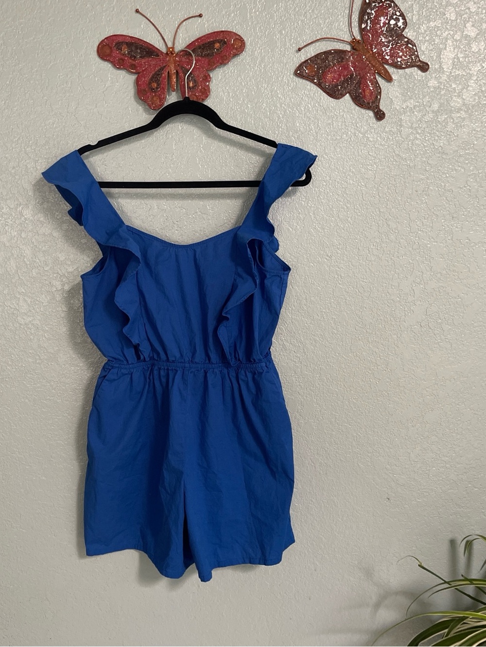 H&M Cobalt Blue Ruffle Strap Romper